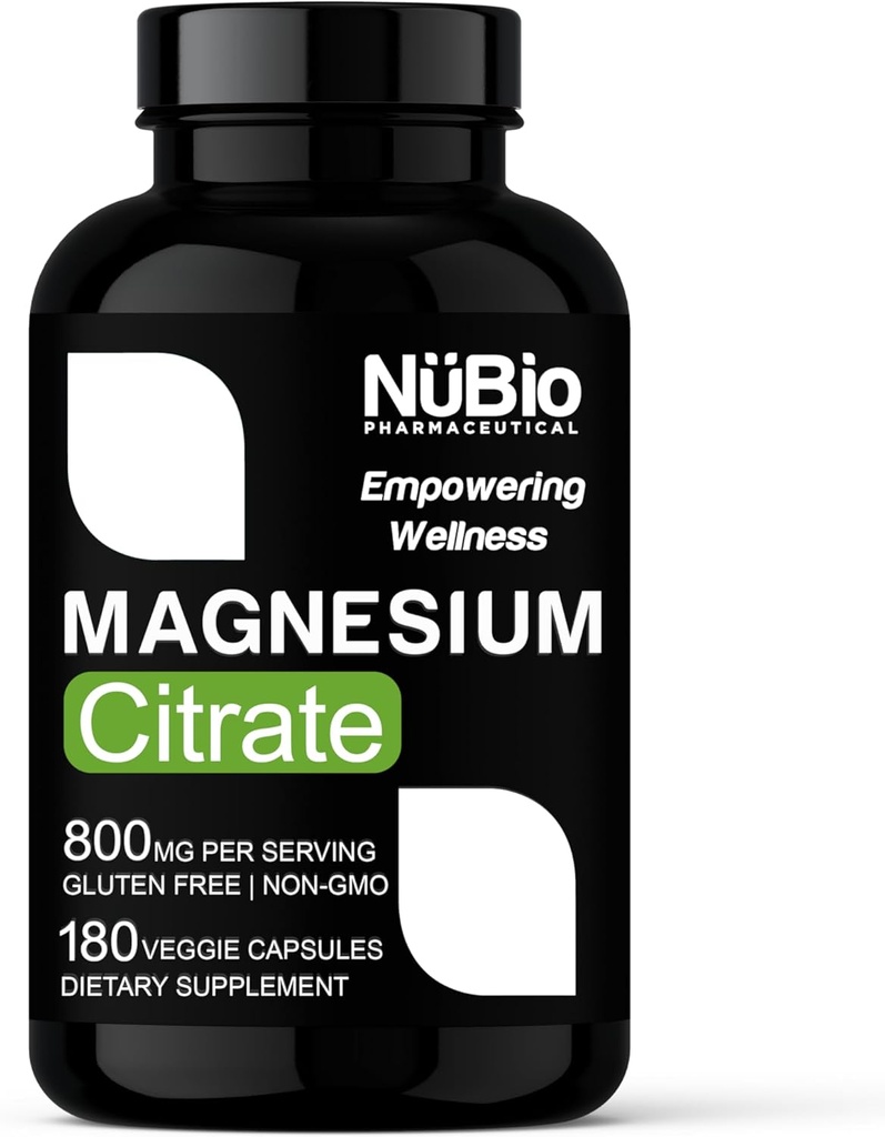 USA Made Vegan Magnezu Citrate 400mg kapsułki (Citrato de Magnesio) Non-GMO & Gluten- Free, suplement magnezu do pomocy sennej, Mózg, Heart Health, Siła kości, Metabolizm i stres przez NüBio