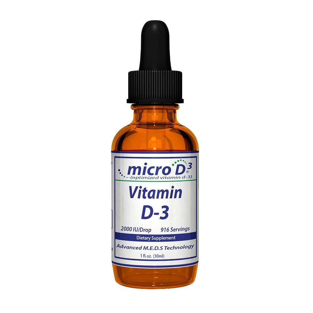 Nutracal Micro D3 Witamina D-3 Krople - Wysoka koncentrat (2 miliony j.m.) Witamina D3 z nanotechnologią i do 10X Więcej absorpcji -1 oz (30 ml)