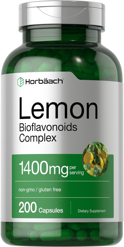 Horbäach Lemon Bioflavonoids Supplement Agregat 124; 1400 mg Agregat 124; 200 Kapsułek Agregat 124; Complex with Rutin and Hesperidin Agregat 124; Non- GMO and Gluten Free