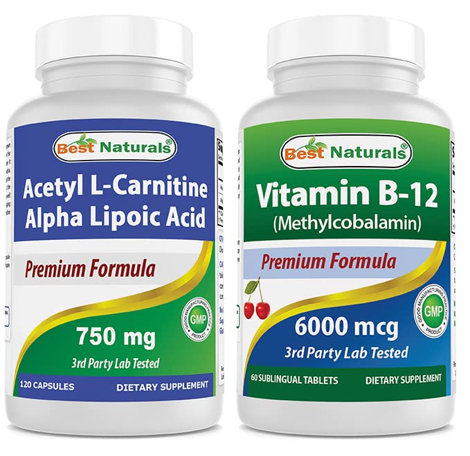Najlepsi naturale Acetyl L- Karnityna i kwas lipidowy alfa 750 mg & Witamina B- 12 6000 µg