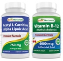Najlepsi naturale Acetyl L- Karnityna i kwas lipidowy alfa 750 mg & Witamina B- 12 6000 µg