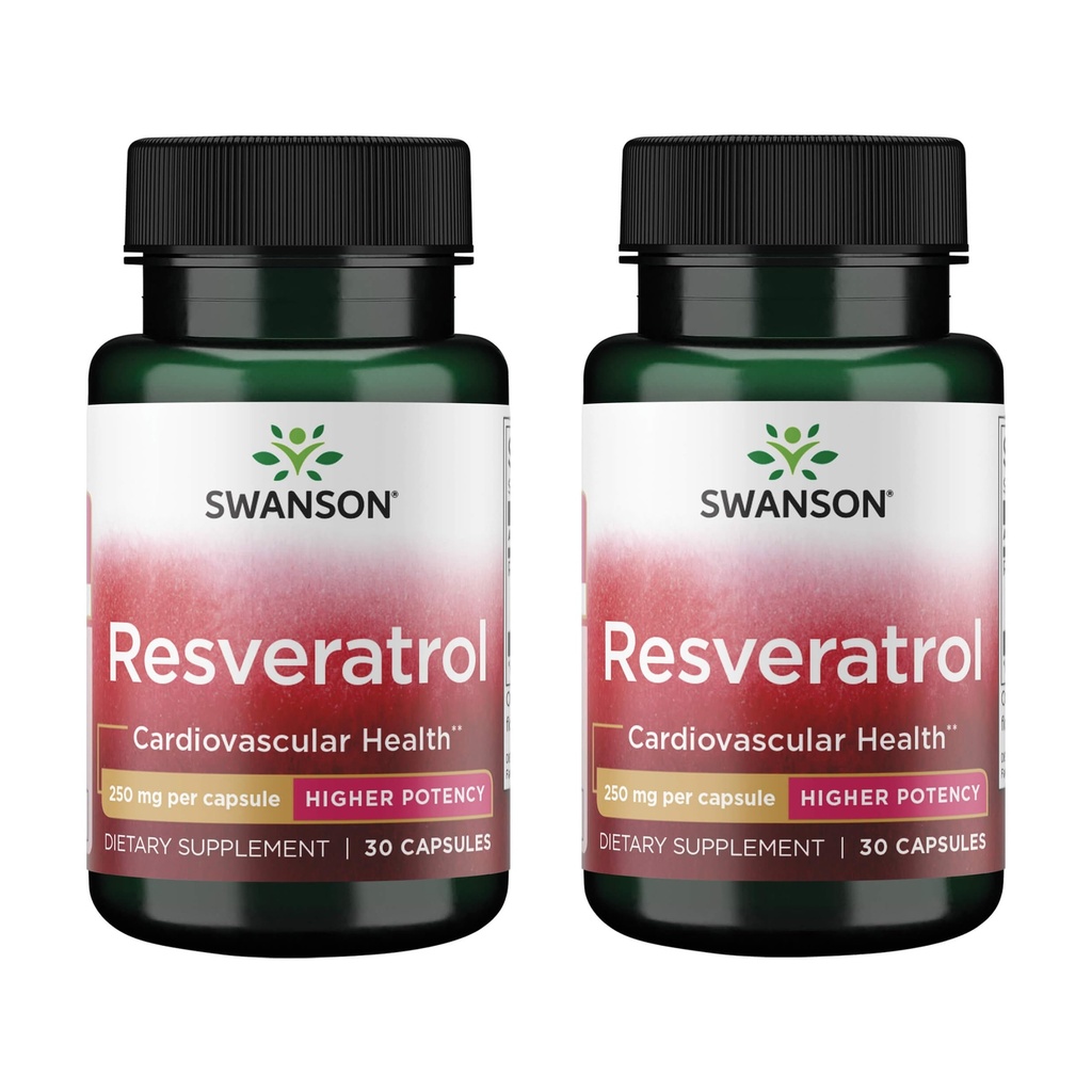 Swanson Resveratrol - Wyższa moc 250 mg 30 Czapek (2 opakowania)
