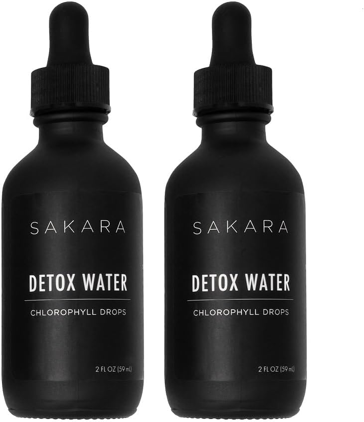 SAKARA Detox Water Drops, 60 Servings - Chlorophyll Liquid Drops, Chlorophyll Water for Lymphatic Drainage, Body Detox Drink, Natural Energy Support, Liquid Chlorophyll Drops Supplement, Vitamins