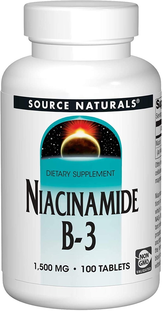 Źródło Naturals Niacinamid 1500mg, 100 Tabs (2 opakowania)