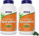 NOW Foods Organic Spirulina 1000mg Tablets - 300 Count (Pack of 2) - Non-GMO, Super Green Whole Food Supplement - Double Strength 1000 mg - Natural Occurring Beta- Caroten (VIT A), B- 12 i GLA