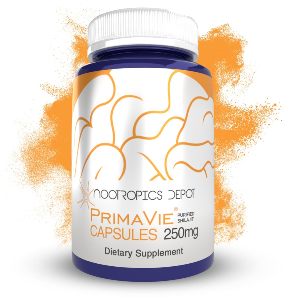 Nootropics Depot PrimaVie Shilajit Kapsułki 124; 250 mg 124; 30 Hrabia 124; Oczyszczony ekstrakt 124; Ayurveda Suplement Supplement 124; Wspomaga Mitochondrial Function + Bousts Endurance