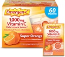 Emergen- C 1000mg Witamina C Proszek do codziennego immunologicznego wsparcia Kofeina Bezpłatne suplementy witaminy C z cynku i manganu, B Witaminy i elektrolity, Super Pomarańczowy Flavor - 60 Count / 2 Dostawa miesiąc