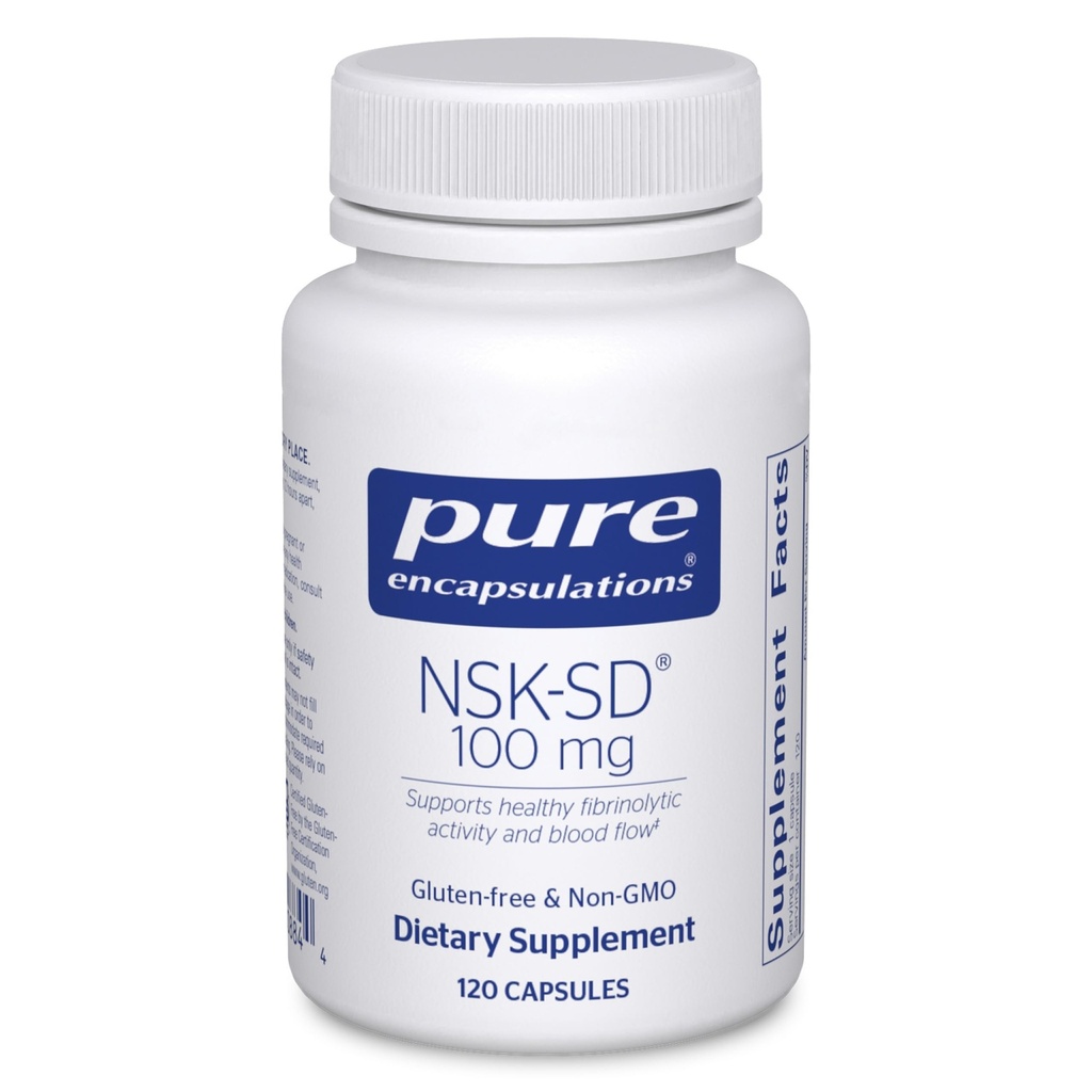 Czyste enkapsulacje NSK- SD - 100 mg Nattokinazy - do normalnego krążenia krwi - wspomaga aktywność fibrynolityczną * - Gluten Free & Non-GMO - 120 Kapsułek