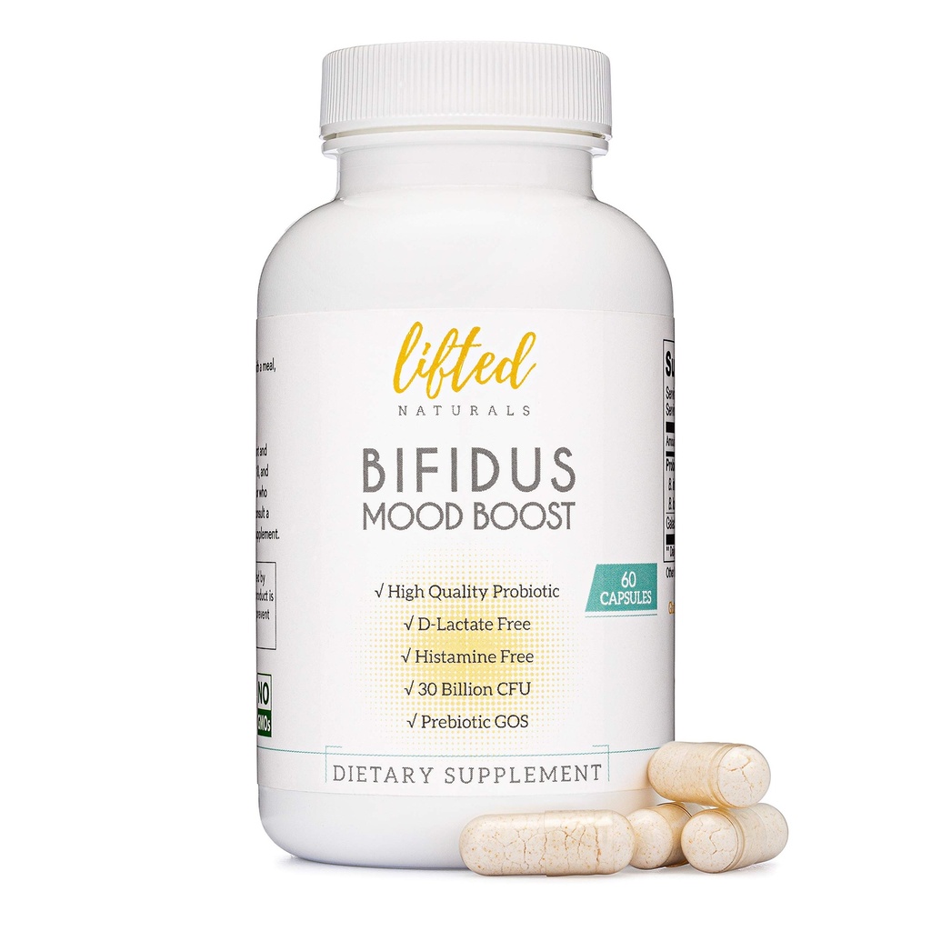 Probiotyki 30 Miliard CFU - Bifidus Mood Supplement Supplement w / prebiotyki i probiotyki dla kobiet i mężczyzn - Mood & Pomocnictwo trawien- Histamine Free - Natural Mood Boost - 60 Days Supply, Non-GMO