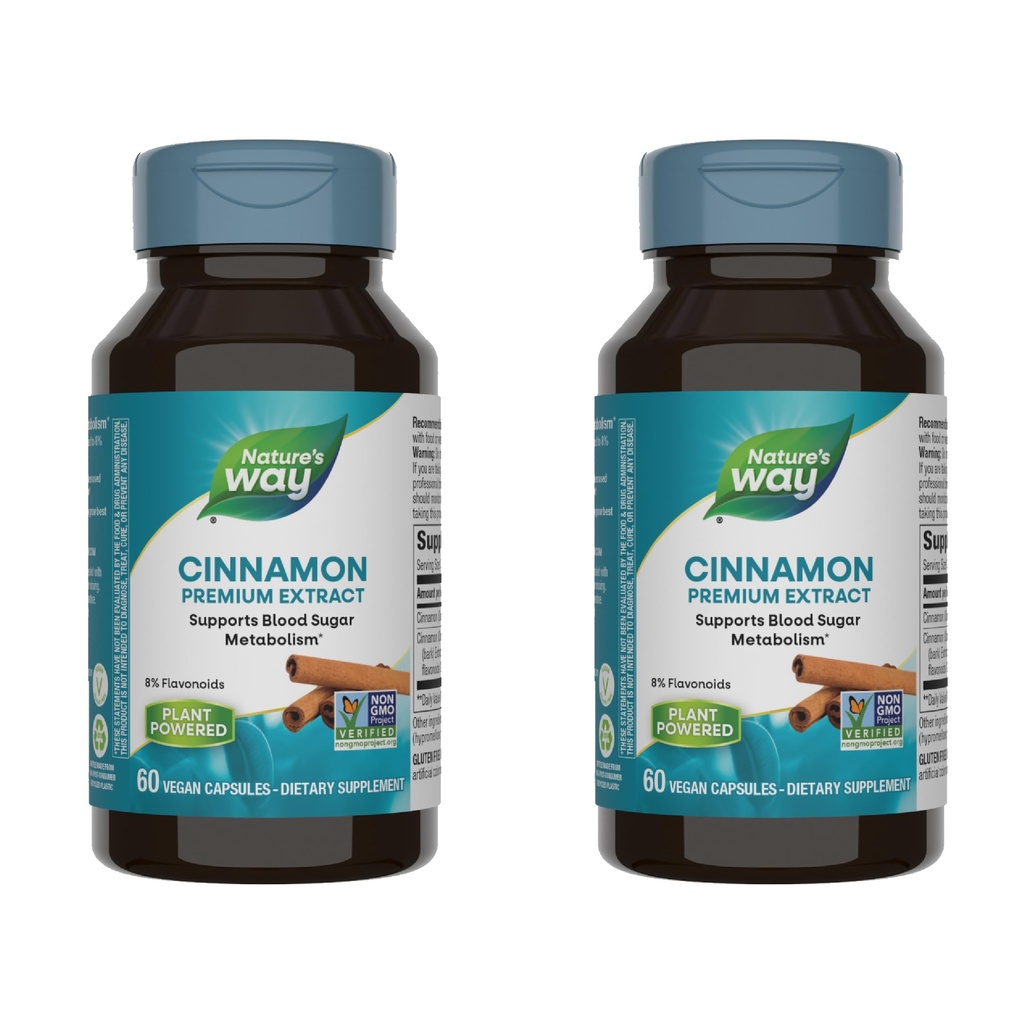 Natural 's Way Premium Extract Cynamon Standaryzowany do 8% Flavonoids 60 Vcaps (Opakowanie po 2)