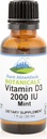 Pure Mountain Botanicals Flavored Witamina D Krople - Miętowa Płynna Witamina D3- 2000iu per Serving - 1oz Butelka