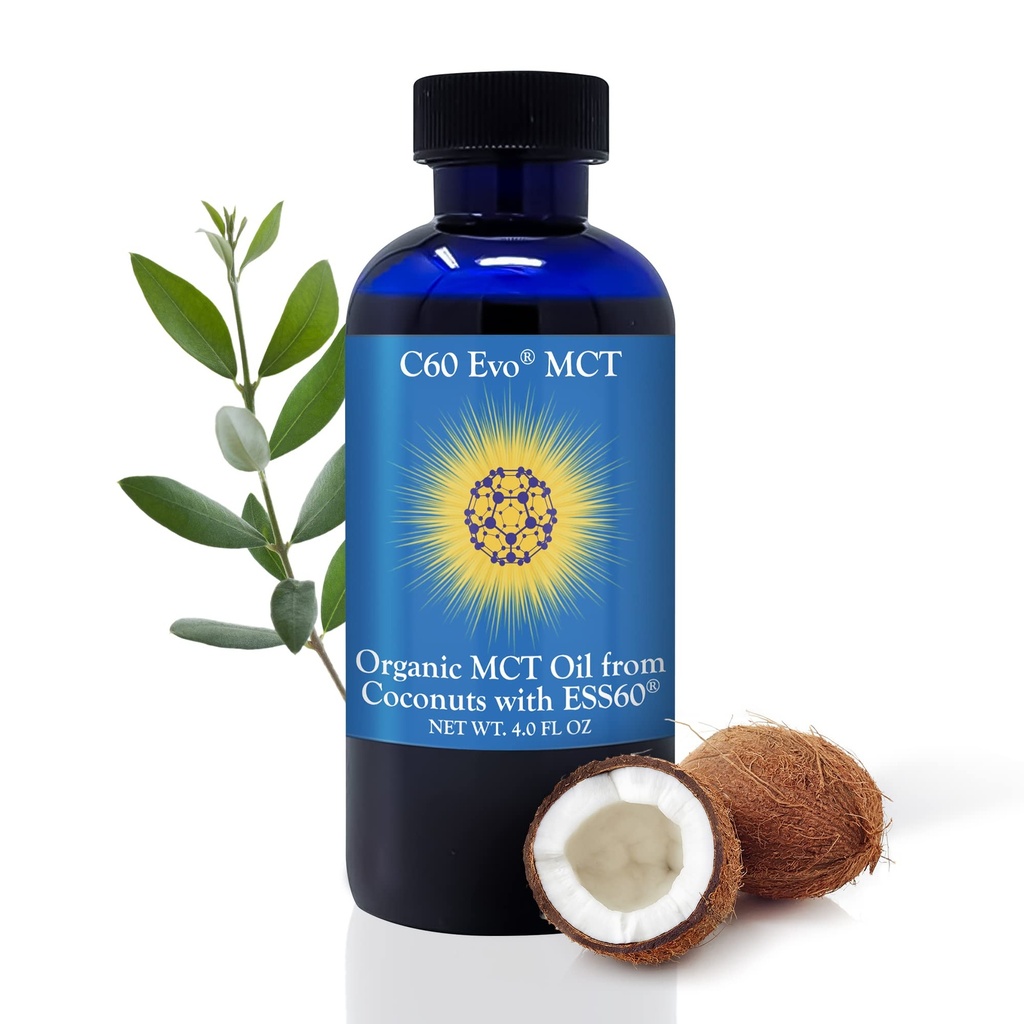 MCT Oil from Coconuts with C60 ESS60, Immune Support, Sleep Aid Rich in Antioksydants, Elastyczność i Joint Support Supplement, Promotes MCT Wellness for Energy Boost (4 oz)
