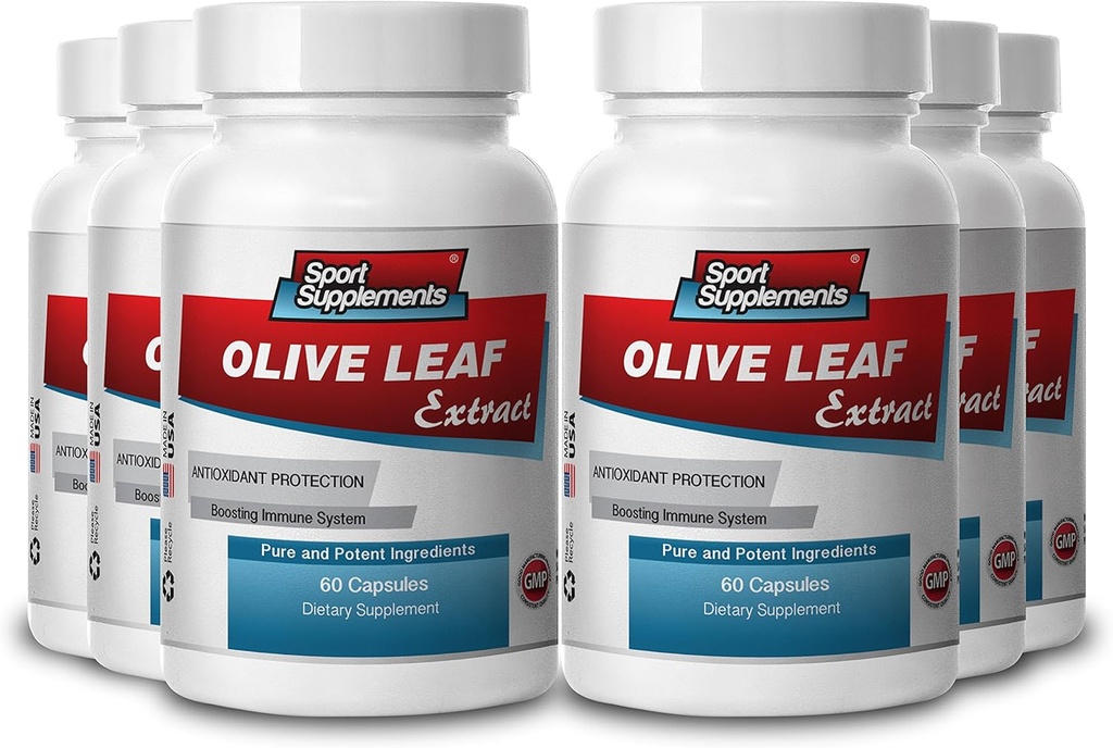 Suplementy sportowe Olive Leaf Extract Potężny przeciwutleniacz, System immunologiczny Zdrowie 500mg (6 butelek, 360 kapsułek)
