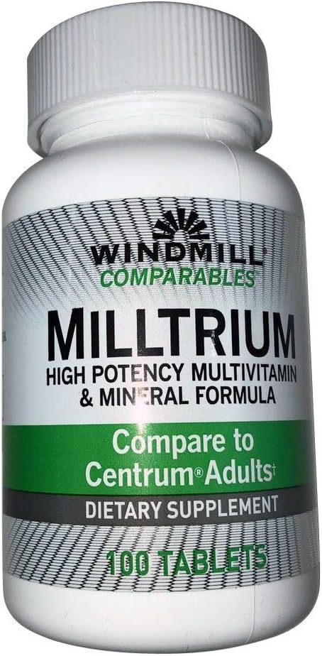 Windmill Porównania Milltrium High Potency Multivitamin i Mineral Tablets 100 Ea (Opakowanie po 2)