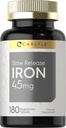 Carlyle Slow Release Iron 45 mg XI124; 180 Tablets XI124; Żelazosiarczan żelaza Mineralny suplement dla mężczyzn i kobiet XI124; Wegetarianin, Non-GMO i Gluten Free Formuła