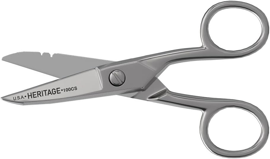 Klein Tools 100CS Nożyczki precyzyjne, Made in USA, 5.25-Inch Nickel- plasterek, Blunt Tip, i druciane notesy do usuwania drutu, Wielofunkcyjny cel dla profesjonalnych i domowych