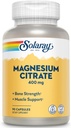 Solaray Magnezu Citrate - Kapsułki z czystego magnezu Citrate, Suplement dla Spokojnego, Zdrowia Kości, Energia komórkowa, Serce i Wspomaganie Mięśnie, 400 mg na Podawanie - 90 Kapsułek Wegańskich (Opakowanie 2)