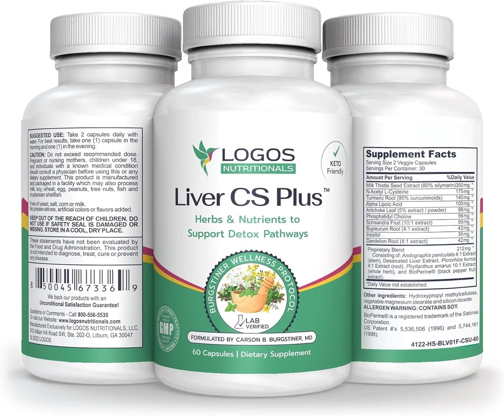 Logos Nutritionals- Liver CS Plus- 60 Silny Detox Wątroby Formuła Veggie Caps- Zwiększenie Glutathione i Lowering Oxidative Stress.