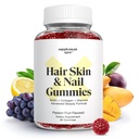 Włosy Skóra i paznokcie Witaminy, 6000 µg Biotin Gummies w / Kolagen, Pasja Owoce aromatyczne Witaminy Włosy, Gluten Free Kolagen Suplementy (60 Count)