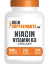 BulkSupplements.com Kapsułki z niacyną - Suplement z nicyną, Witamina B3 - Nie zawiera glutenu, 1 Kapsułka na Podawanie, 365 Kapsułek (Opakowanie po 1)