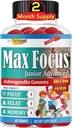 Max Focus Junior - Kids Focus & Calm Gummies Birmingham 124; Calming & Uwaga Suplement wsparcia dla dzieci & nastolatków z Ashwagandha Birmingham 124; Mózg Witaminy 124; Wegan, Non-GMO, 60 Gummies