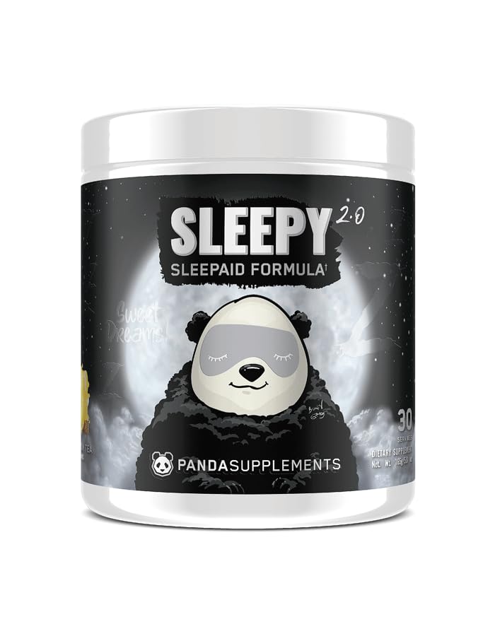 Underground Bio Labs ™ Panda Supps - Sleepy 2.0 Natural Sleep Aid Formula: 5 mg Melatonina, 300 mg GABA, ekstrakt rumiankowy, (Honey Lemon Tea) 30 Służenie