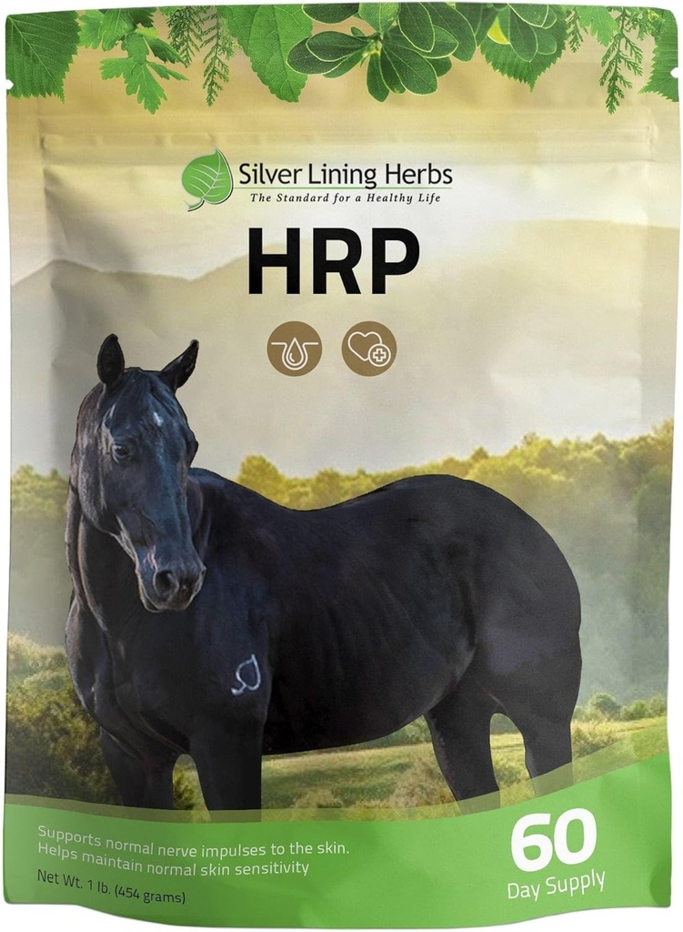 Srebrne Lining Herbs HRP - Wspiera naturalne impulsy Nerve do skóry konia - Promotuje normalną wrażliwość skóry - Pomaga z nadczynnymi nerwami - Suplement ziołowy dla koni - 1 lb Bag