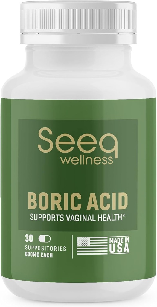 Boric Acid Suppositories for Women - Helps Support Odor Control and Balance Vaginal PH, Made in USA - 30 Count