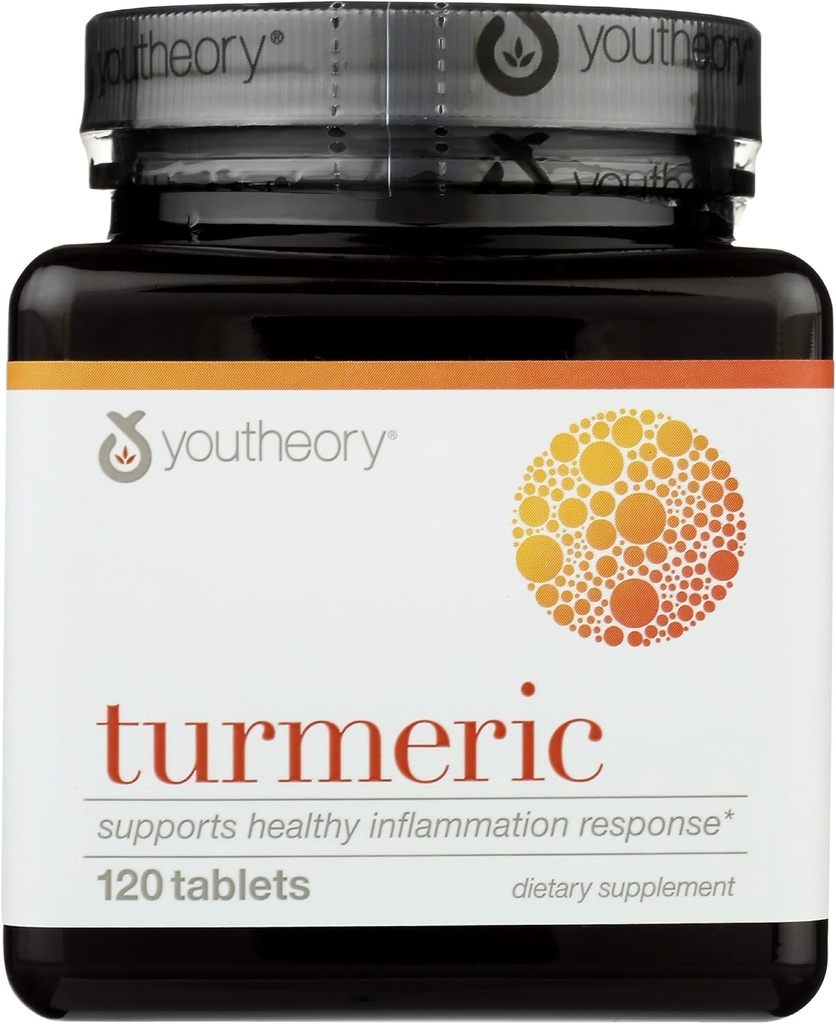Youtheory Turmeric Advanced Dietetic Supplement, wspomaga zdrową reakcję zapalną, 120 tabletek