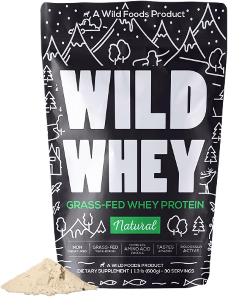 Surowiec Grass- Fed białka serwatki, Proces zimny, Niedenaturowany, Pasture- Raised Krowy, Niski Carb, Keto, Paleo Friendly, GMO- Free, Gluten- Free, rBGH- Free, U.S.A Made, 480g Protein (1.32 Funt Unflavored)