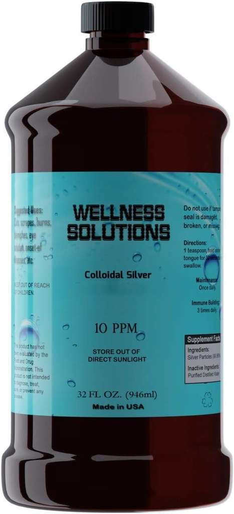 Srebro koloidalne - Wellness Solutions - Wegan - Gluten Free 32 fl. oz