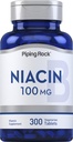 Piping Rock Niacin Suplement dla kobiet i mężczyzn 124; 100mg 124; 300 Tabletki 124; Kwas nikotynowy z flushing 124; Wegetarianin, Non-GMO, Gluten Free