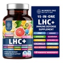N1N LHC + 15- in-1 Immune Support Supplement with Spirulina, Turmeric, Ginseng, Guarana, Witamina D i Witamina C for Immunity, Energy and Long- Haul Relief, 60 Czapki Veg, Butelka kolor maja Wary