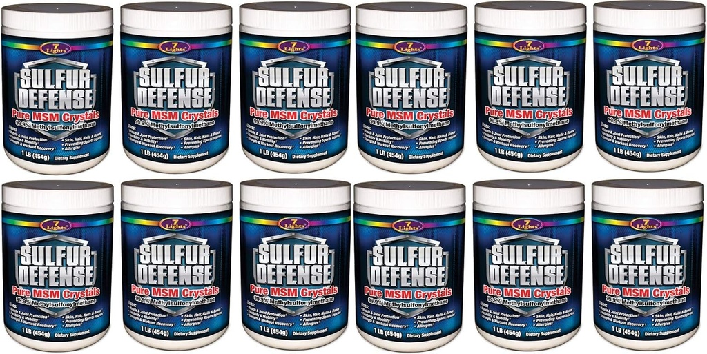 7 Lights Sulfur Defense, Pure 99,9% MSM (Methylsulfonylmetan) Kryształy, 1 funt, Case Pack 12