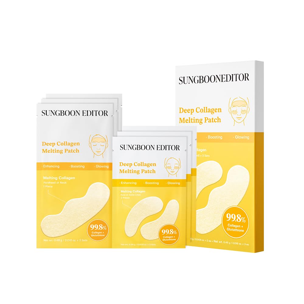 SUNGBOON EDITOR Deep Collagen Melting Patch 124; Real Collagen, Glutathione, Glass Skin, Skin Firming for Deep Rotinkle, Spot Correcting, Kolagen Patches, Pod maską oka, Koreański pielęgnacji skóry, 1.13 uncji