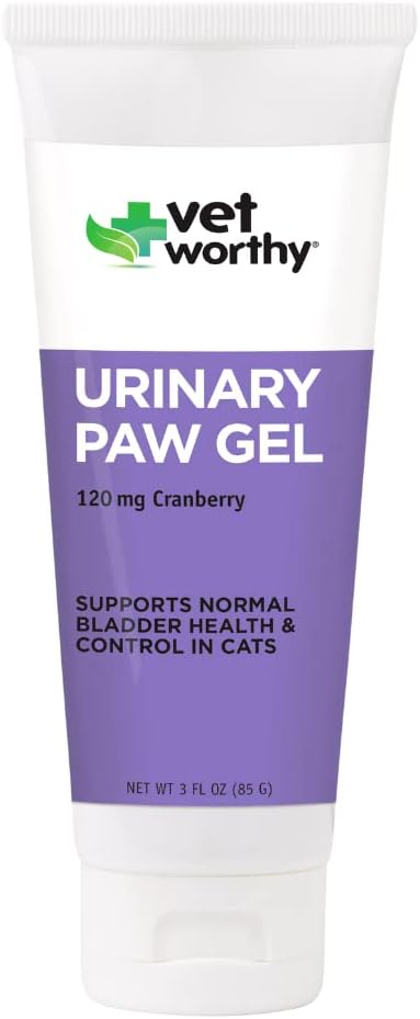 Vet Worthy Urynary Paw żel dla kotów - Suplement do wsparcia zdrowej trakcji moczowej i Bladder Health - Suplement feline z ekstraktu żurawinowego, L- Lyzyna i witaminy C - Salmon Flavor, 3oz