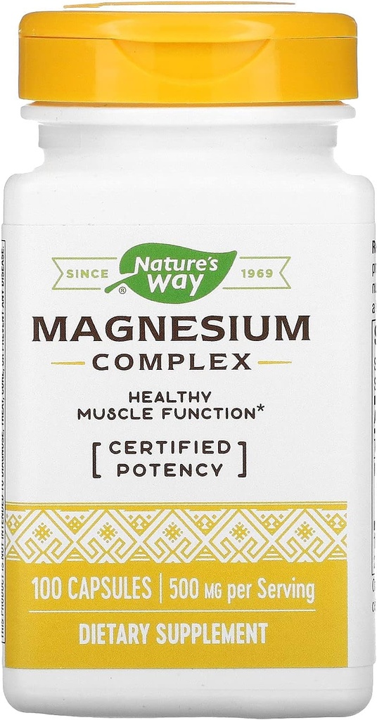 Natural 's Way Premium Magnezu Complex Supplement, 500 mg na serwowanie, 100 kapsułek