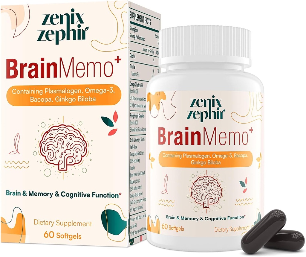 Suplementy mózgowe dla pamięci i ostrości - Kompleks fosfolipidów z Omega-3, Plazmalogeny dla Cognitive Performance i Focus Enhancement - Non-GMO, 60 Dni