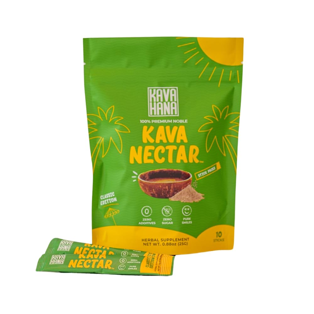 Kavahana Kava Nectar Classic Ceremonial Grade Noble Kava Nectar w proszku Pakiety - Promotes Social Upload, Relaxation & Wsparcie stresowe, Natychmiastowa Kava Suszony sok kava