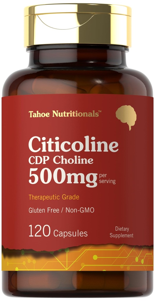 Tahoe Nutritionals Citicoline 500mg < 124; 120 Kapsułki < 124; CDP + suplementy choliny < 124; Stopień terapeutyczny < 124; Gluten < 12- GMO
