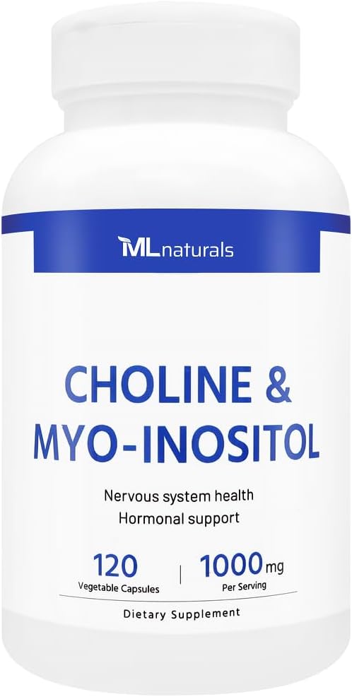 ML Naturals Choline & Myo- Inositol 120 Kapsułki roślinne, NSF- Certified & cGMP- Compliant