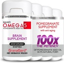 DODATKOWE Proven (4-miesięczne dostawy) Suplementy mózgu z anty starzenia, Pigułki pamięci, Omega 5 Suplement Granatu, 4 Butelki 60ct każdy