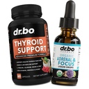 Tyroid Support & Adrener Focus Drops - Suplement tarczycy z L- Tyrosine Selenium jodu i Organic Adrener Supplements Focus Liquid Drops - Naturalny mózg i zmęczenie pamięci Uwaga