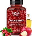 Love You Cranberry 60: 1 Extract + Organic Apple Cider Ocet - Max Siła 36,200 mg Równoważny - 120 Kapsułki wegańskie - Trakt moczowy & Wsparcie pokarmowe