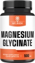 Magnezu Glycinate Supplement z 20% Oczyszczony - 500mg dla zdrowia mózgu, kości, produkcji energii, Komfortowy nastrój i mięśnie - 90 Kapsułki - Zapewnia 100mg Magnezu elementarnego