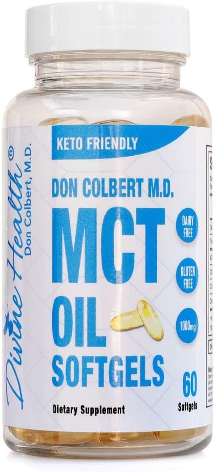 Dr Colbert, MD MCT Oil Softgels 124; by Keto Zone & Divine Health Between 124; 1000mg from Organic Coconuts Next 124; 60 Softgels