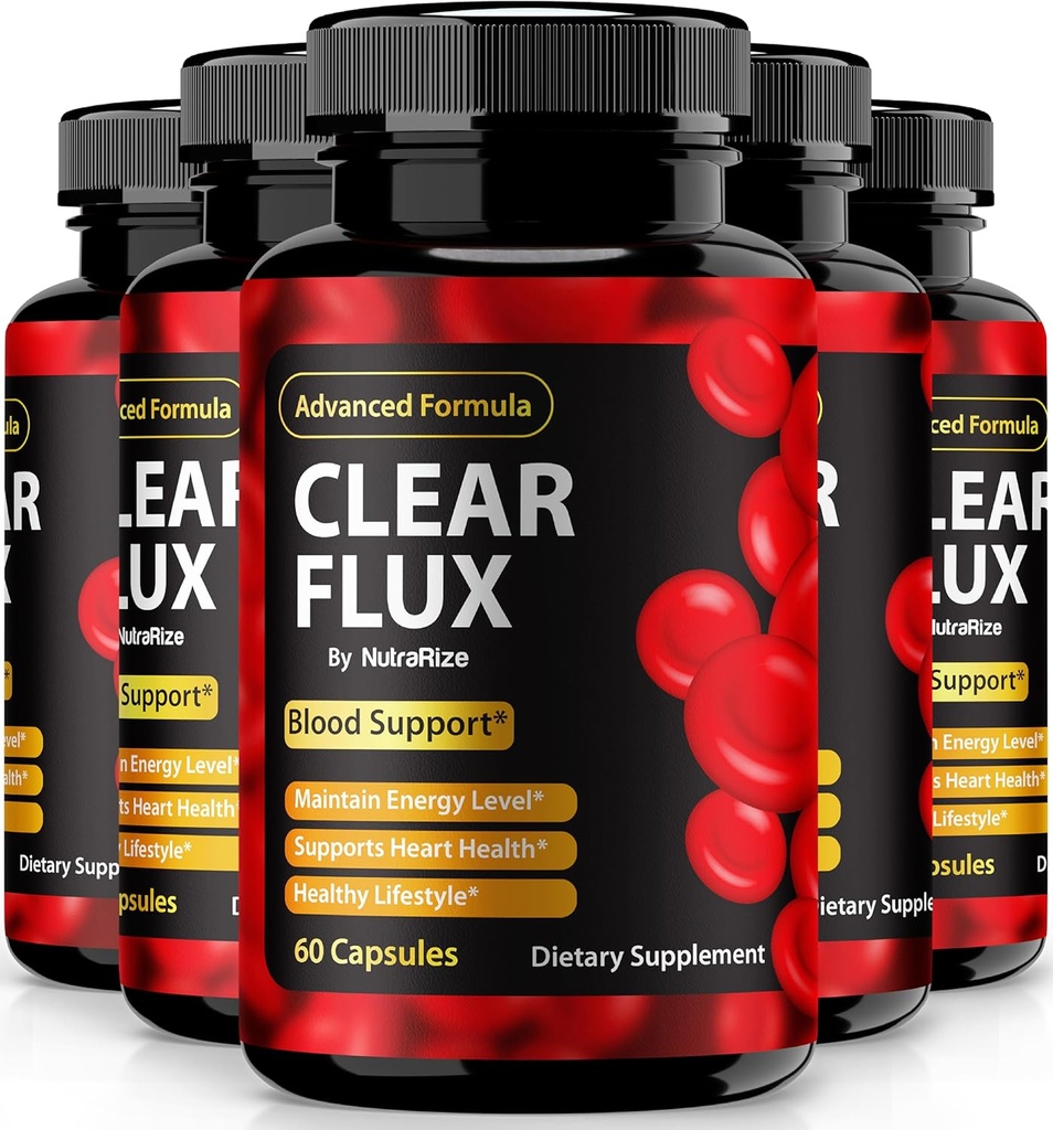 (5 Pack) Clear Flux Pills, Official ClearFlux kapsułki, All- Natural Support, Premium Support do utrzymania stabilnych poziomów i zdrowe cyrkulacji, Natural Clear Flux Health Review (300 kapsułki)