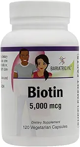 BariatricPal Biotin 5000 µg Kapsułki łatwe do połknięcia (120ct Bottle)