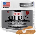 iHeartDogs 24- in-1 Senior Multivitamin Daily + Total Health Support Powder with Probiotics, Omega-3, Glukozamina, Grzyby i Broth- 60 Służenie