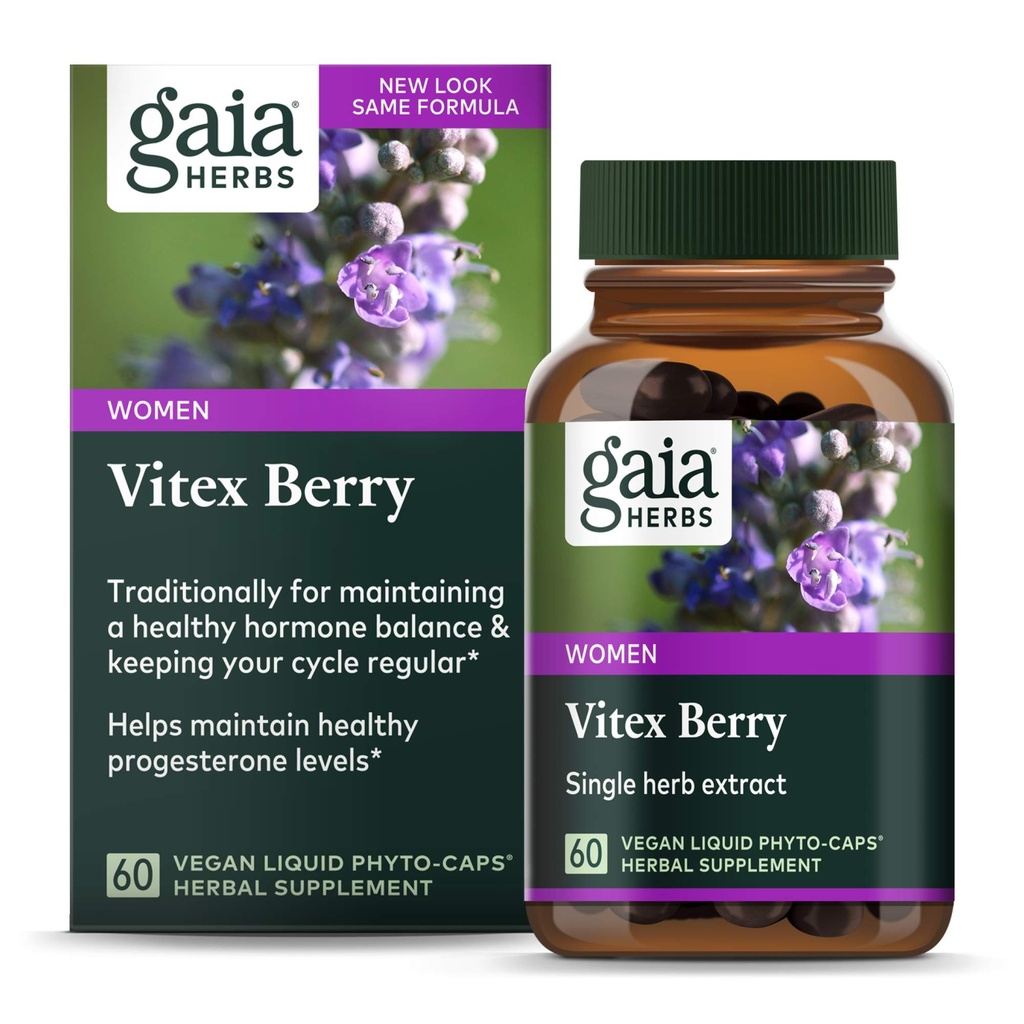 Gaia Herbs Vitex Berry, Chasteberry, Hormon Równowaga dla kobiet, Wegańskie Kapsułki płynne, Czarny 60 Hrabia